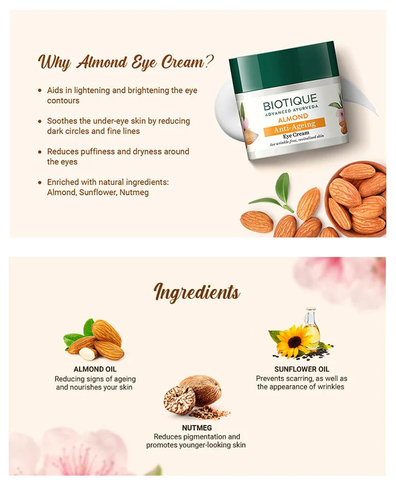 Biotique Almond anti-ageing eye cream